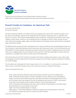 French Creoles in Louisiana: an American Tale