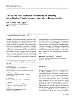 The Role of Crop-Pollinator Relationships in Breeding for Pollinator-Friendly Legumes: from a Breeding Perspective