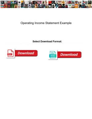 Operating Income Statement Example