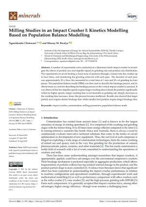 Milling Studies in an Impact Crusher I: Kinetics Modelling Based on Population Balance Modelling