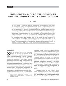 Fissile, Fertile and Dual-Use Structural Materials Involved in Nuclear Reactors