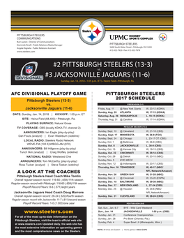 2 Pittsburgh Steelers (13-3) #3 Jacksonville Jaguars