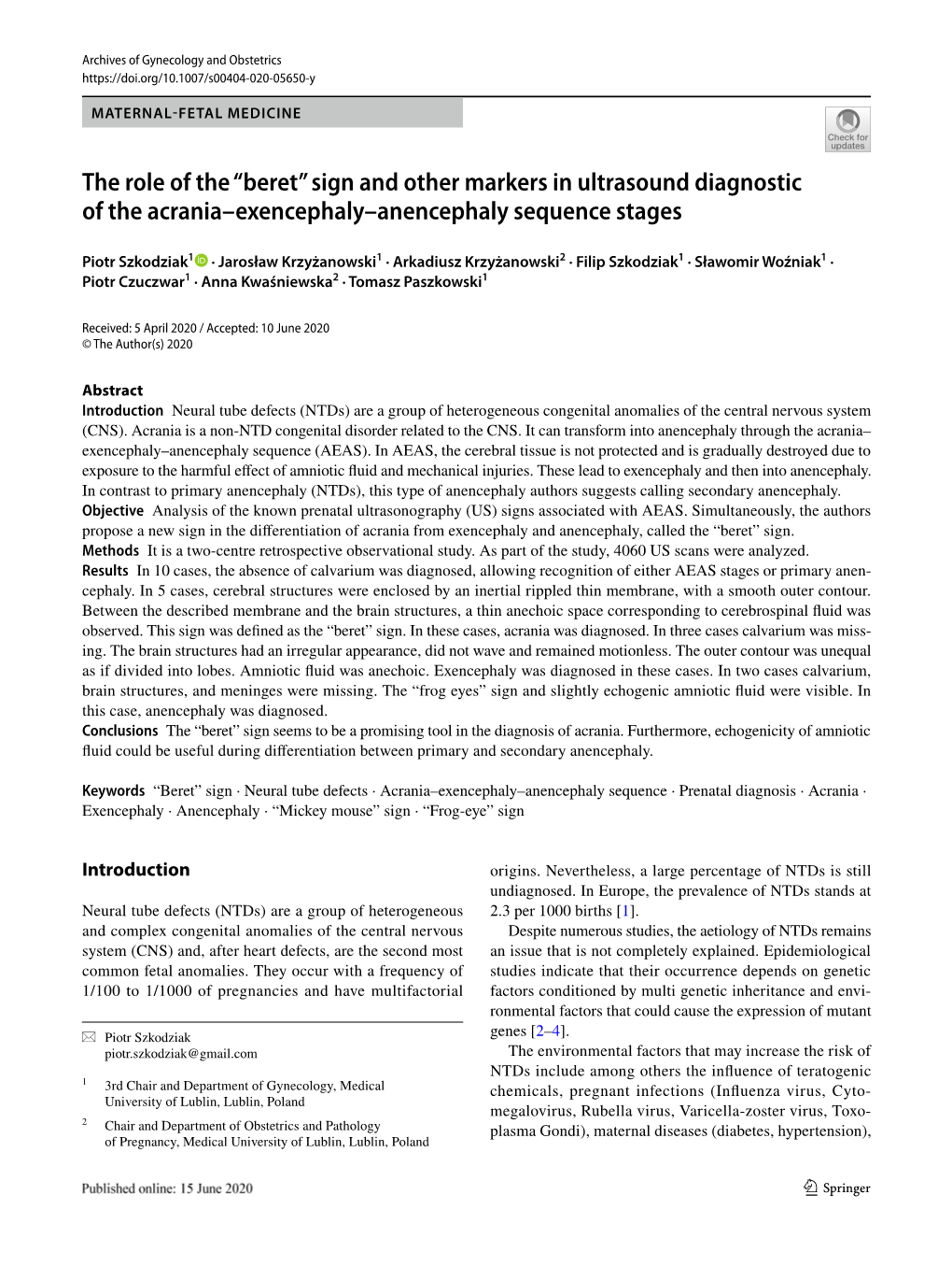 “beret” Sign And Other Markers In Ultrasound Diagnostic Of The Acrania Exencephaly Anencephaly