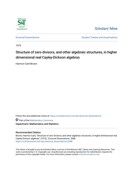 Structure of Zero Divisors, and Other Algebraic Structures, in Higher Dimensional Real Cayley-Dickson Algebras