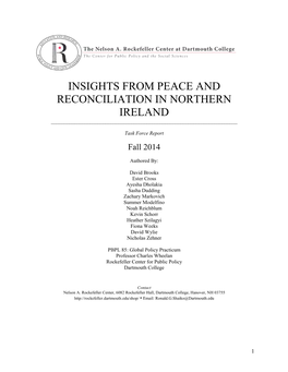 Insights from Peace and Reconciliation in Northern Ireland ______