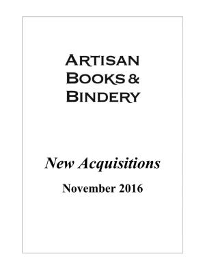 New Acquisitions November 2016