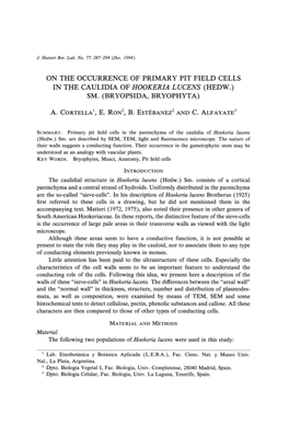 The Caulidial Structure in Hookeria Lucens (Hedw.) Sm