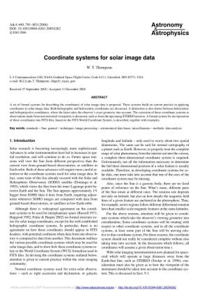 Coordinate Systems for Solar Image Data