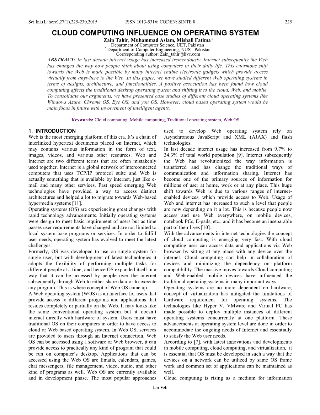 Cloud Computing Influence on Operating System