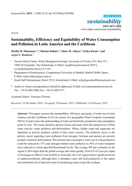Sustainability, Efficiency and Equitability of Water Consumption and Pollution in Latin America and the Caribbean