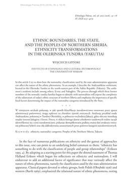 Ethnic Boundaries, the State, and the Peoples of Northern Siberia. Ethnicity Transformations in the Olerinska Tundra (Yakutia)