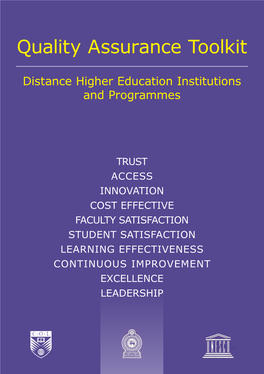 Quality Assurance Toolkit for Distance Higher Education Institutions and Programmes