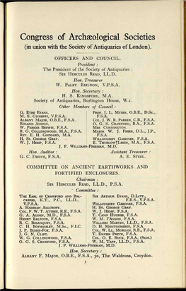 Congress of Archaeological Societies (In Union with the Society of Antiquaries of London)