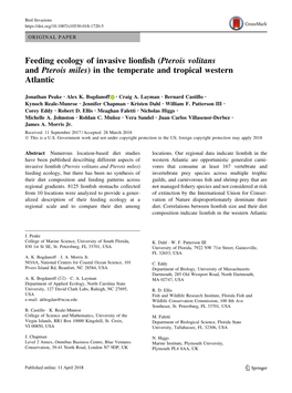 Feeding Ecology of Invasive Lionfish