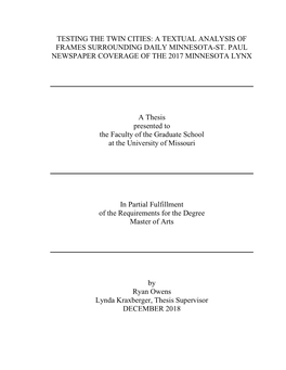 Testing the Twin Cities: a Textual Analysis of Frames Surrounding Daily Minnesota-St