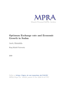 Optimum Exchange Rate and Economic Growth in Sudan