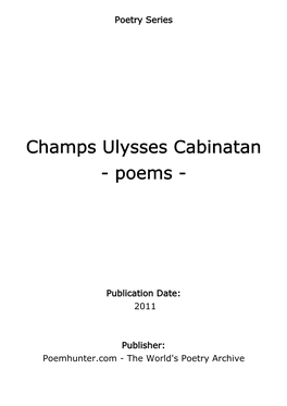 Champs Ulysses Cabinatan - Poems