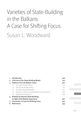 Varieties of State-Building in the Balkans: a Case for Shifting Focus Susan L