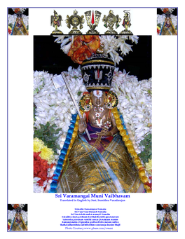 Sri Varamangai Muni Vaibhavam Translated in English by Smt