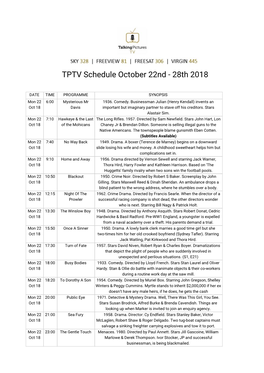 TPTV Schedule October 22Nd - 28Th 2018