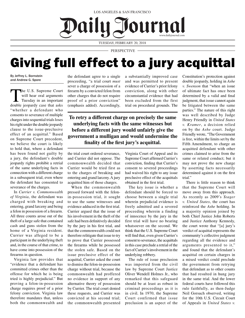 Giving Full Effect to a Jury Acquittal by Jeffrey L