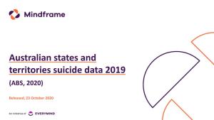 Australian States and Territories Suicide Data 2019 (ABS, 2020)