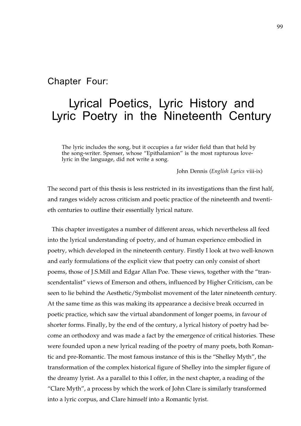 Lyrical Poetics, Lyric History and Lyric Poetry in the Nineteenth Century