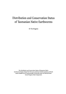 Distribution and Conservation Status of Tasmanian Native Earthworms