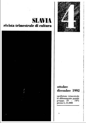 SLAVIA Rivista Trimestrale Di Cultura Ottobre Dicembre 1992