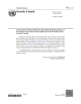 Security Council Distr.: General 17 March 2016