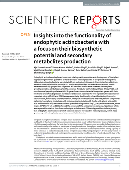 Insights Into the Functionality of Endophytic Actinobacteria with A