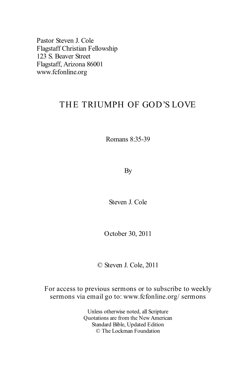 The Triumph of God's Love