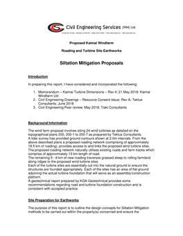 Siltation Mitigation Proposals