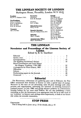 The Linnean Society of London the Linnean