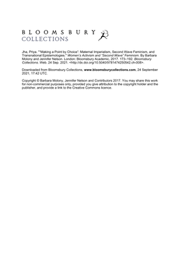 Jha, Priya. "“Making a Point by Choice”: Maternal Imperialism, Second Wave Feminism, and Transnational Epistemologies." Women’S Activism and “Second Wave” Feminism