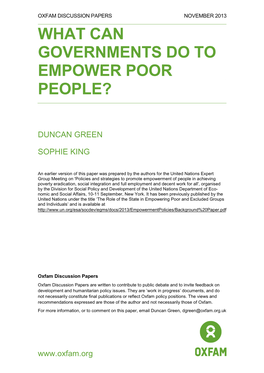 What Can Governments Do to Empower Poor People?