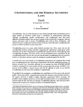 Crowdfunding and the Federal Securities Laws by C. Steven