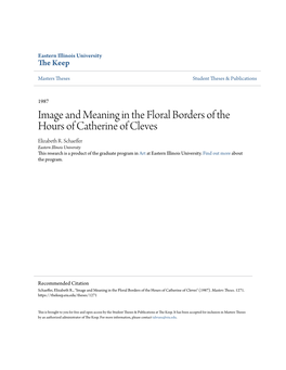 Image and Meaning in the Floral Borders of the Hours of Catherine of Cleves Elizabeth R