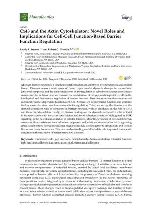Cx43 and the Actin Cytoskeleton: Novel Roles and Implications for Cell-Cell Junction-Based Barrier Function Regulation