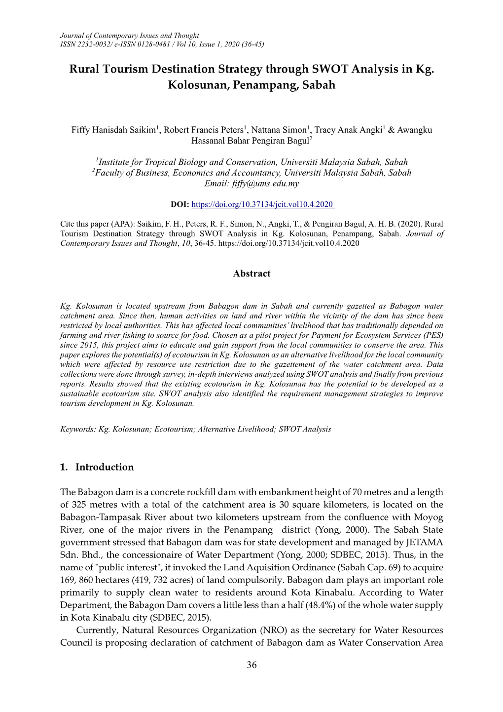 Rural Tourism Destination Strategy Through SWOT Analysis in Kg