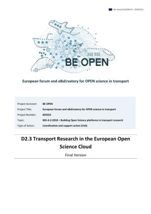 D2.3 Transport Research in the European Open Science Cloud 29