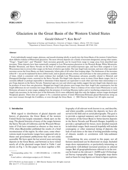 Glaciation in the Great Basin of the Western United States