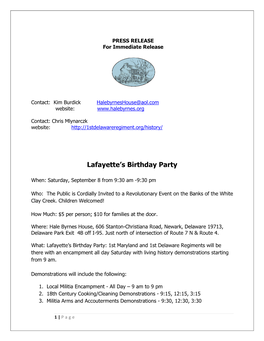 Lafayette's Birthday Party