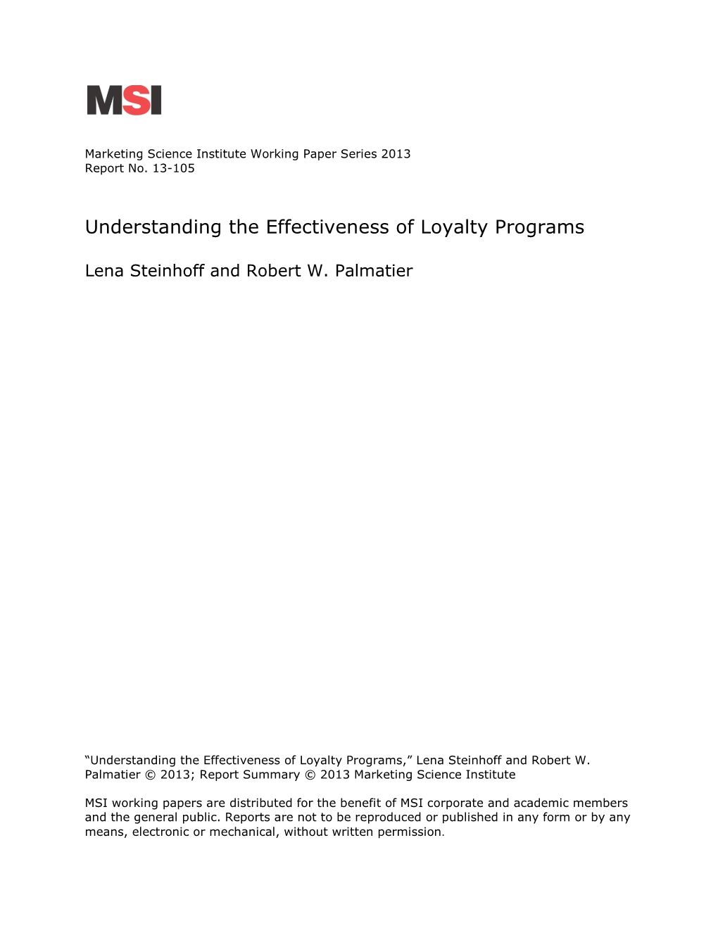 Understanding the Effectiveness of Loyalty Programs
