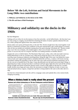 Militancy and Solidarity on the Docks in the 1960S 2