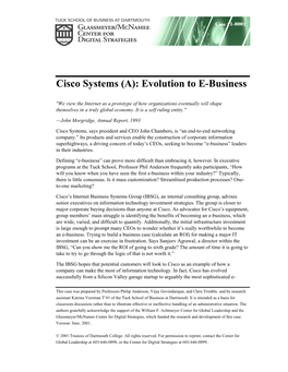 Cisco Systems (A): Evolution to E-Business