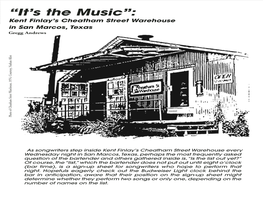 "It's the Music": Kent Finlay's Cheatham Street Warehouse In