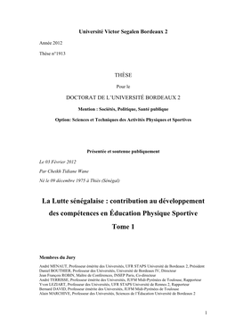 La Lutte Sénégalaise : Contribution Au Développement Des Compétences En Éducation Physique Sportive Tome 1