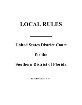 LOCAL RULES United States District Court for the Southern District Of