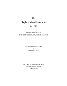 The Highlands of Scotland in 1750
